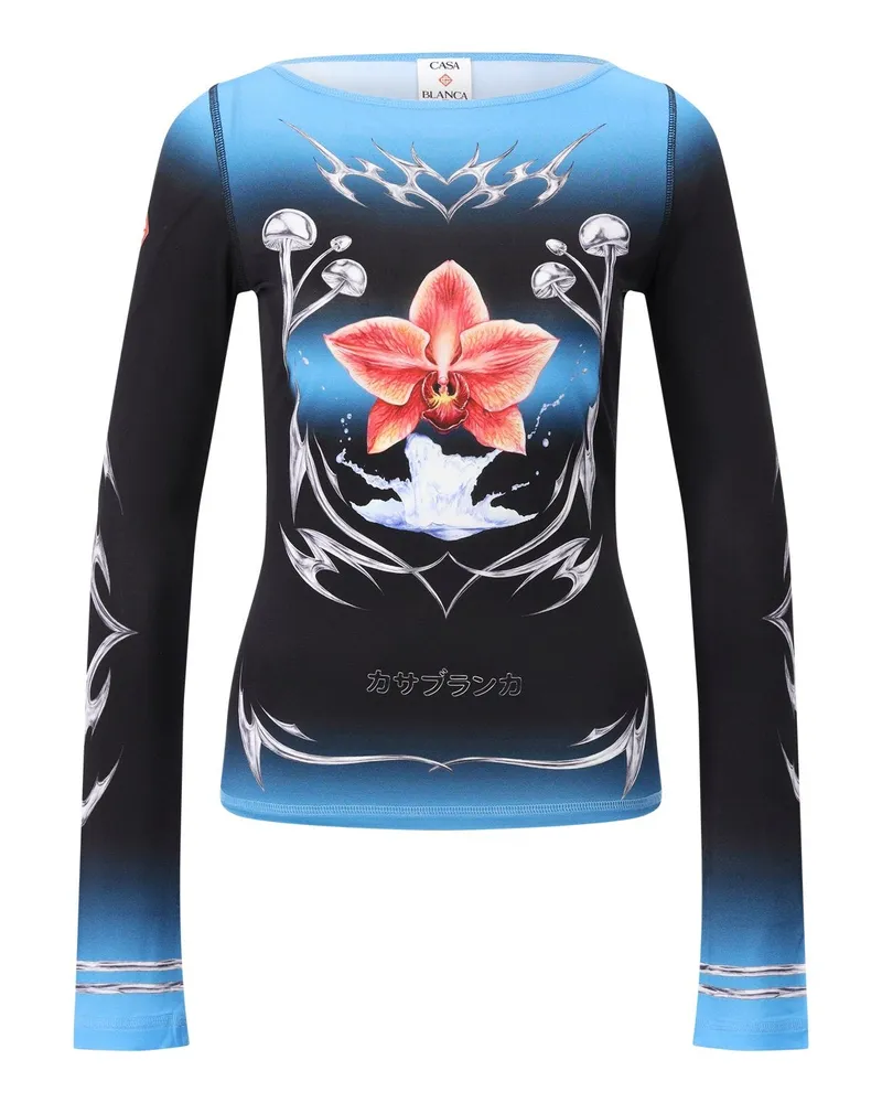 Casablanca Paris Langarmshirt mit Print Schwarz
