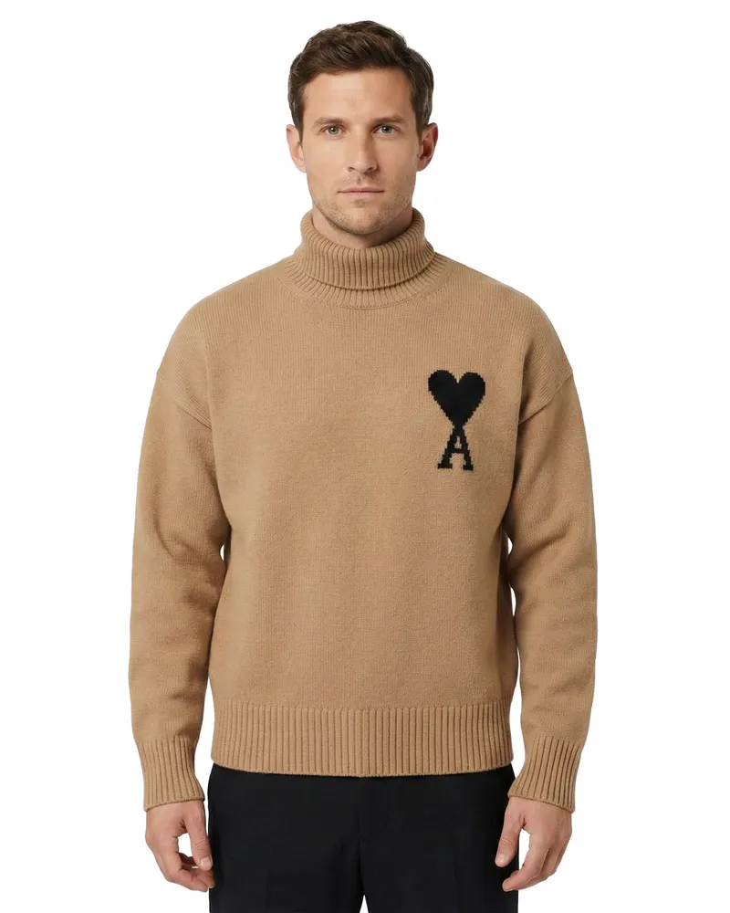 AMI Paris Oversized Rollkragenpullover Braun