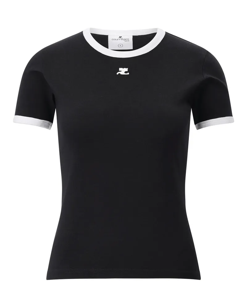 Courrèges T-Shirt mit Logo Schwarz