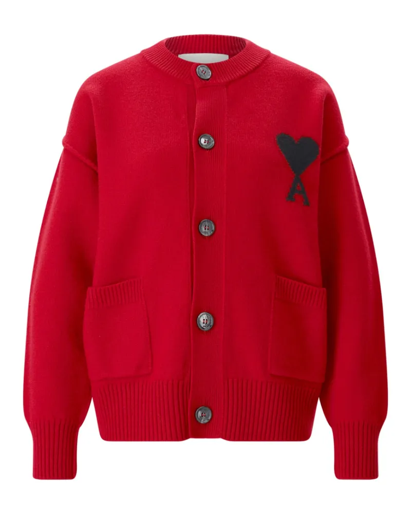 AMI Paris Strickjacke aus Wolle Rot