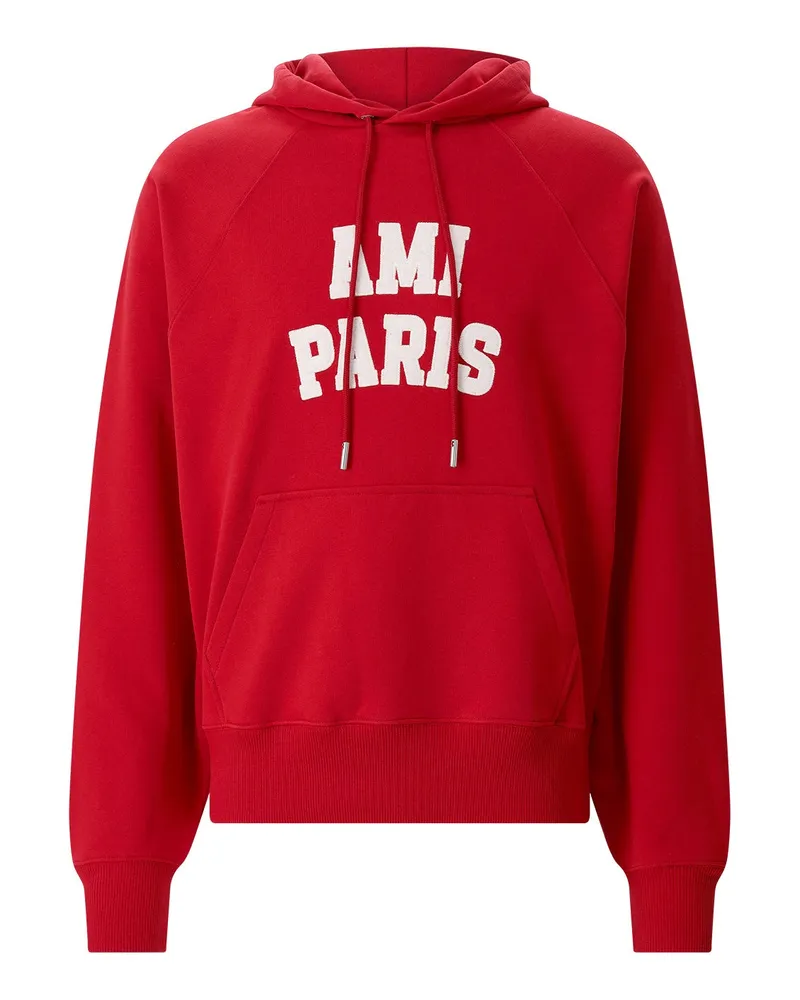 AMI Paris Hoodie aus Baumwolle Rot