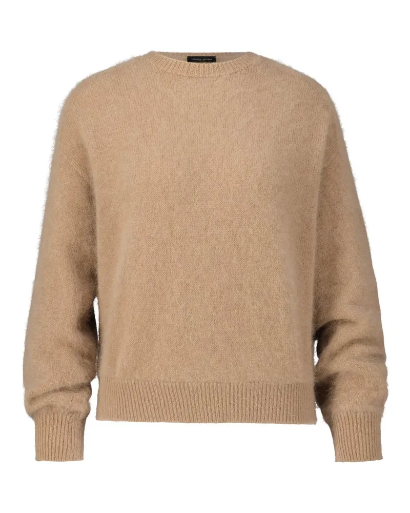 Roberto Collina Strickpullover aus Angora-Mix Hellbraun