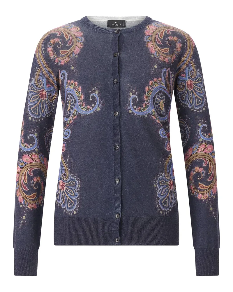 Etro Strickjacke mit Paisley-Muster Dunkelblau