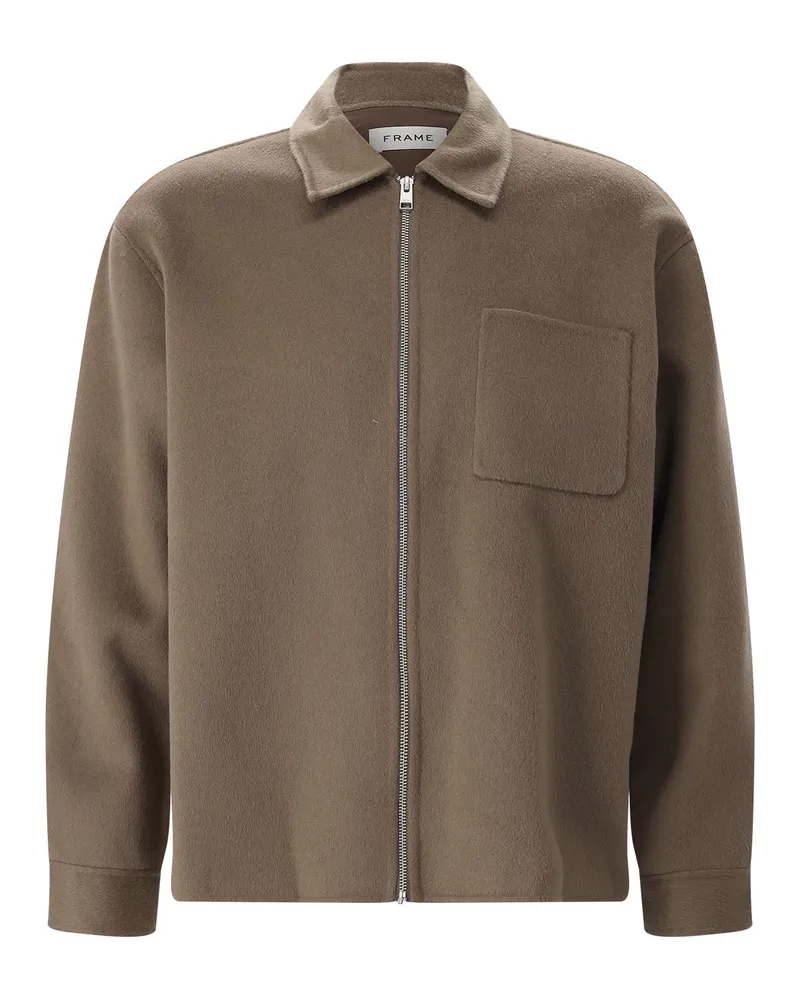 Frame Denim Overshirt aus Wolle Graugrün