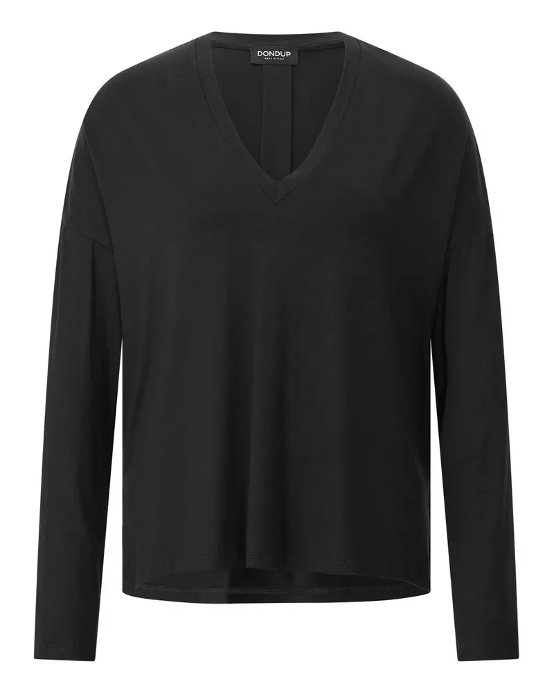 Dondup Langarmshirt mit V-Ausschnitt Schwarz