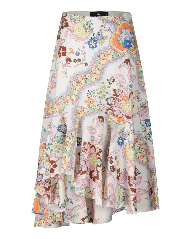 Etro Asymmetrischer Midi-Rock mit floralem Muster Multicolor