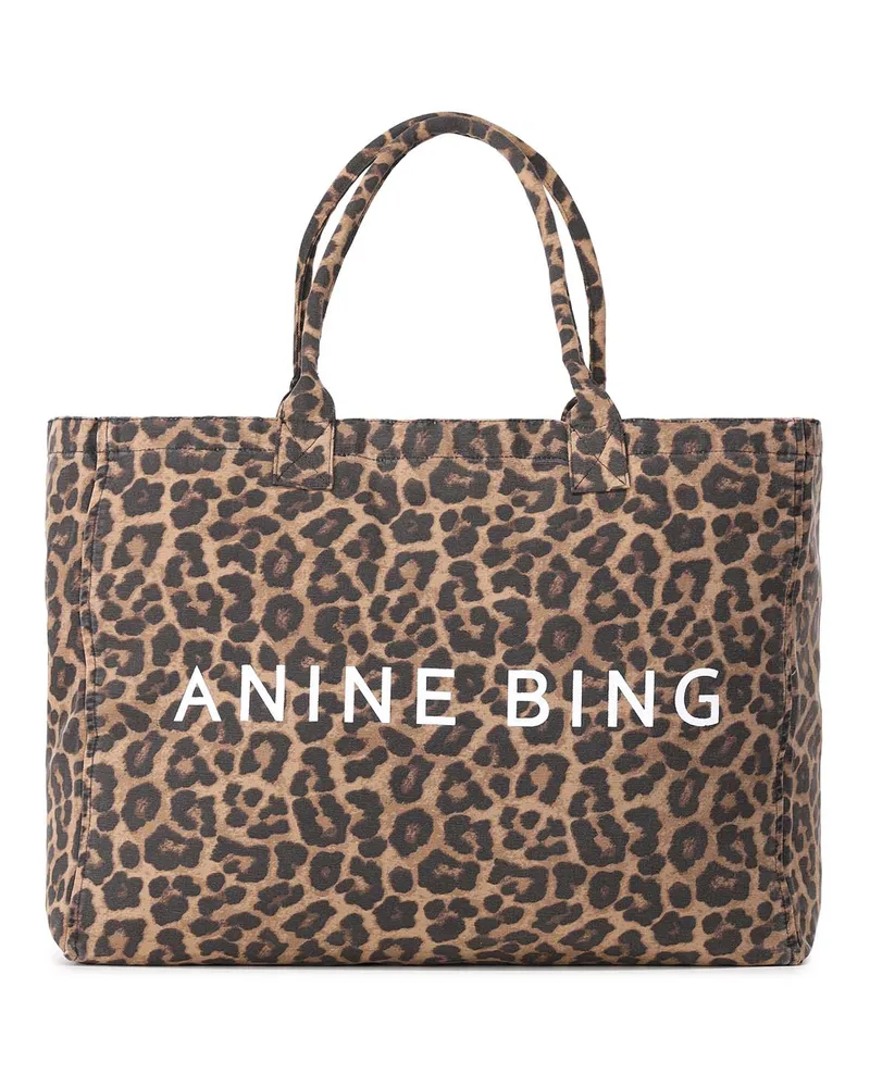 Anine Bing Tote Bag mit Animalprint Braun