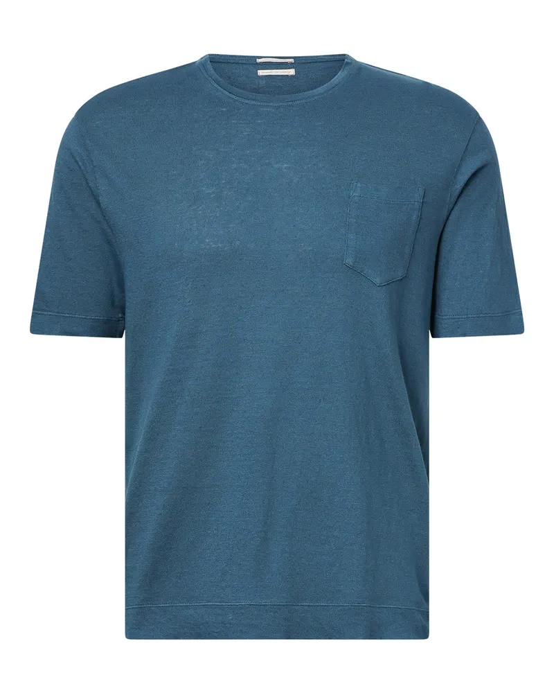 Massimo Alba T-Shirt aus Leinenmix Blau