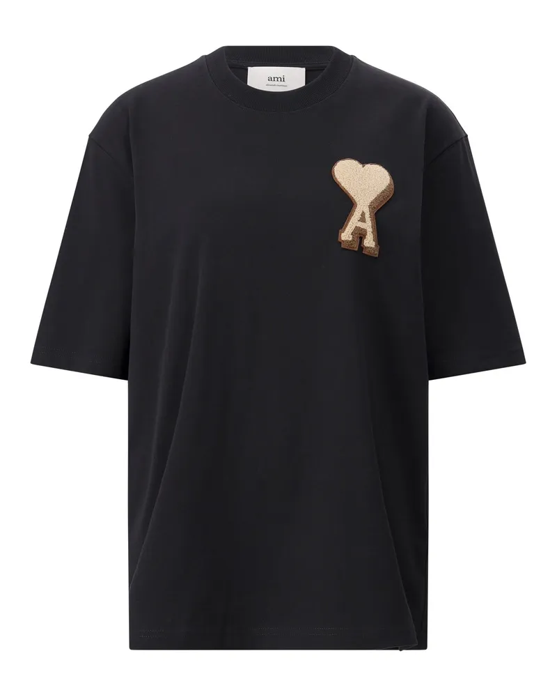 AMI Paris Oversized T-Shirt mit Logopatch Schwarz