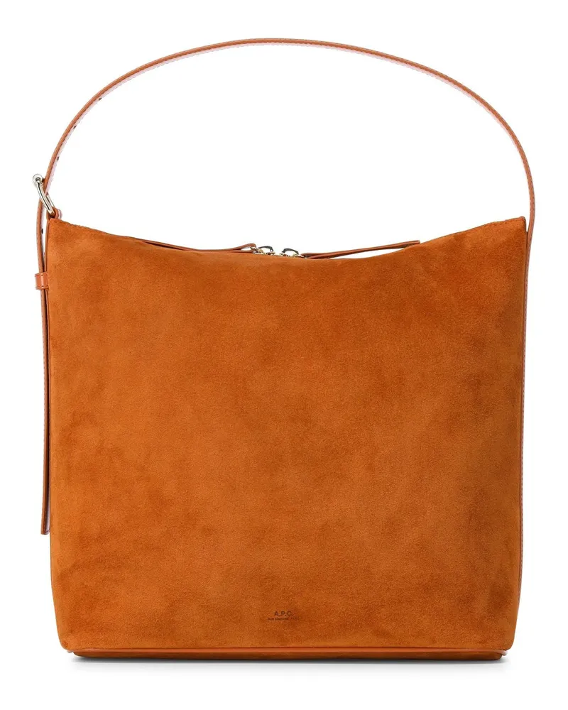A.P.C. Schultertasche Vera aus Veloursleder Orange
