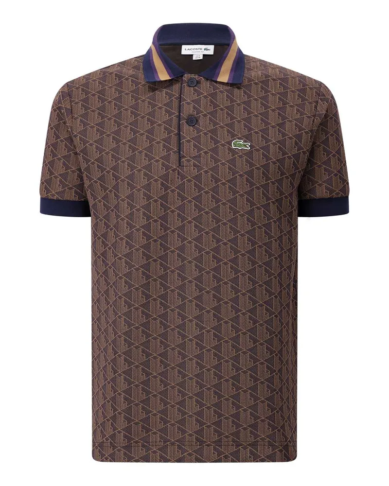 Lacoste Poloshirt mit Muster Dunkelbraun