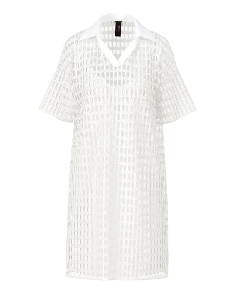 Marc Cain Midikleid mit Netzoptik Weiß