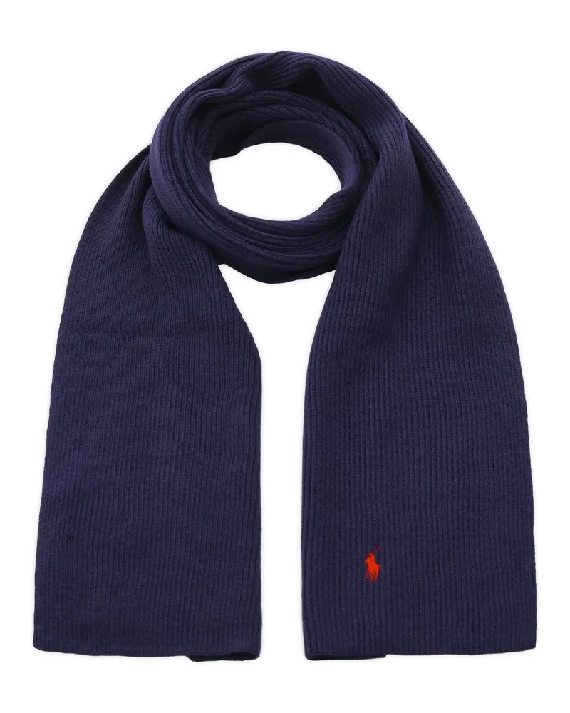 Ralph Lauren Schal mit gesticktem Logo Dunkelblau