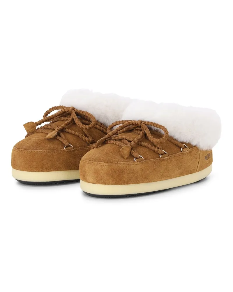 Moon Boot Pantolette Evx aus Veloursleder Braun