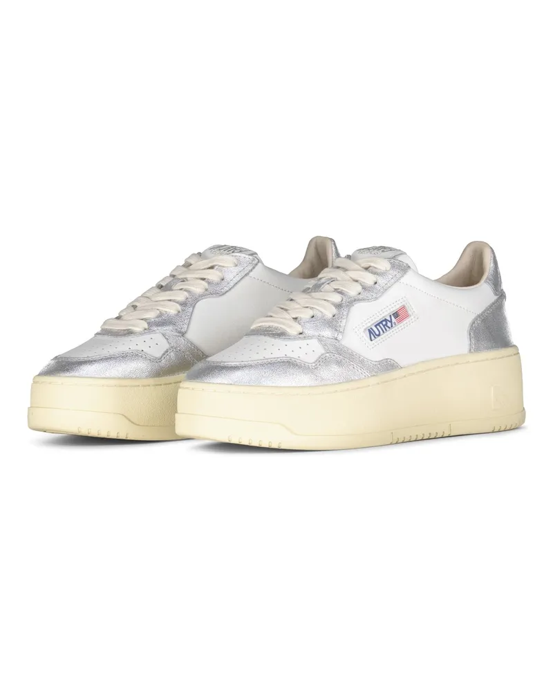 AUTRY Plateau Sneaker aus Leder Silber