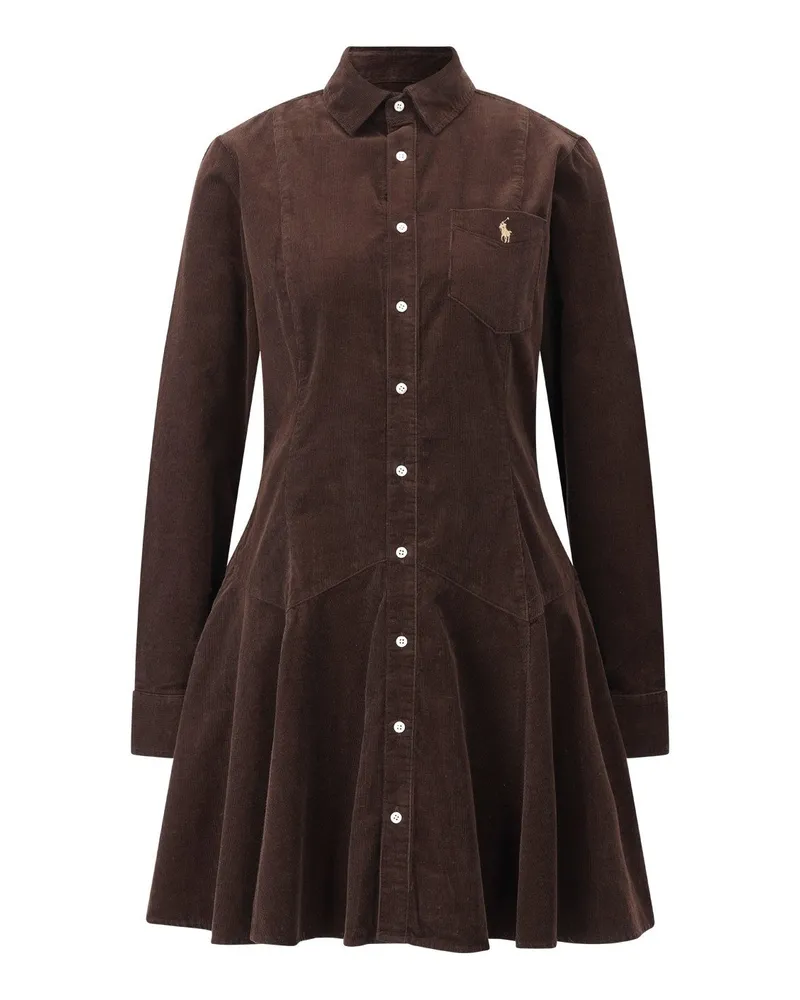 Ralph Lauren Midikleid aus Cord Dunkelbraun