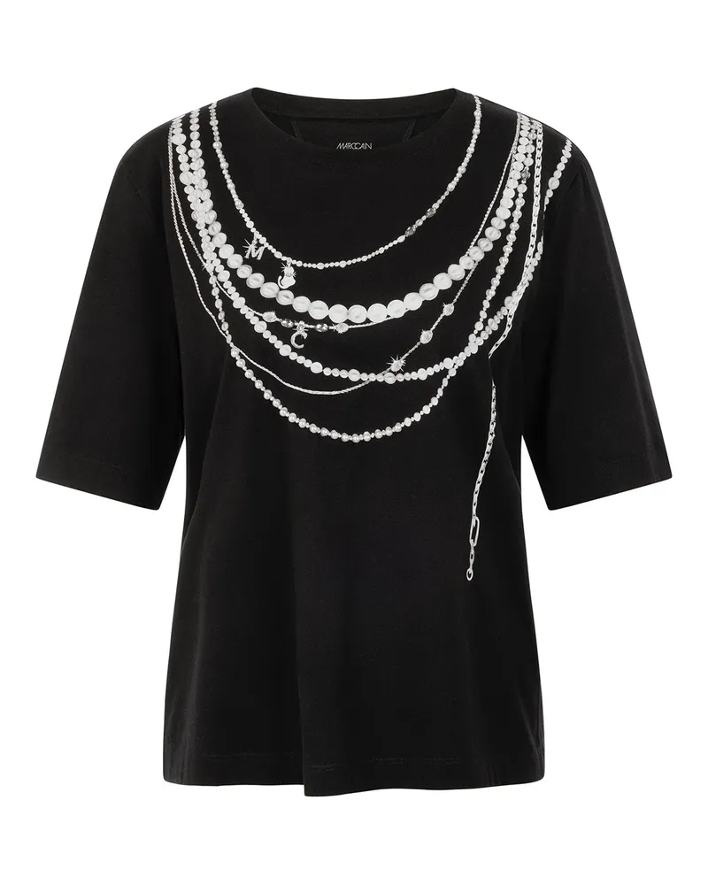 Marc Cain T-Shirt aus Baumwolle Schwarz