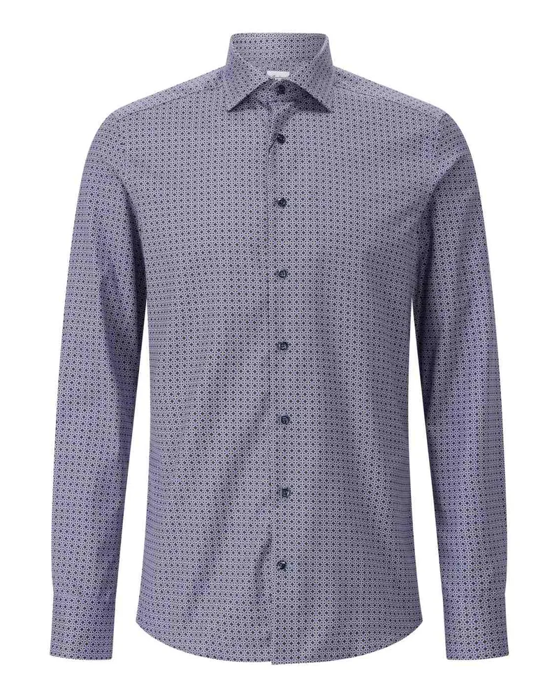 Stenströms Slim-Fit Twillhemd mit Muster Blau