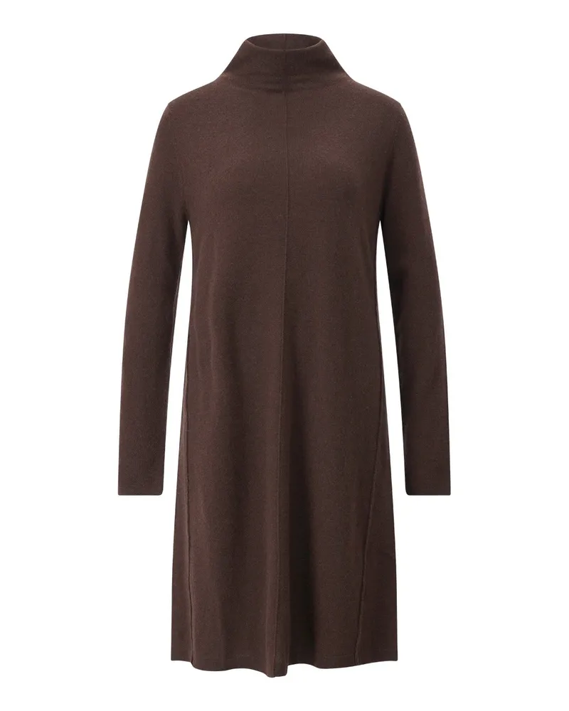 ALLUDE Midikleid mit Stehkragen Dunkelbraun