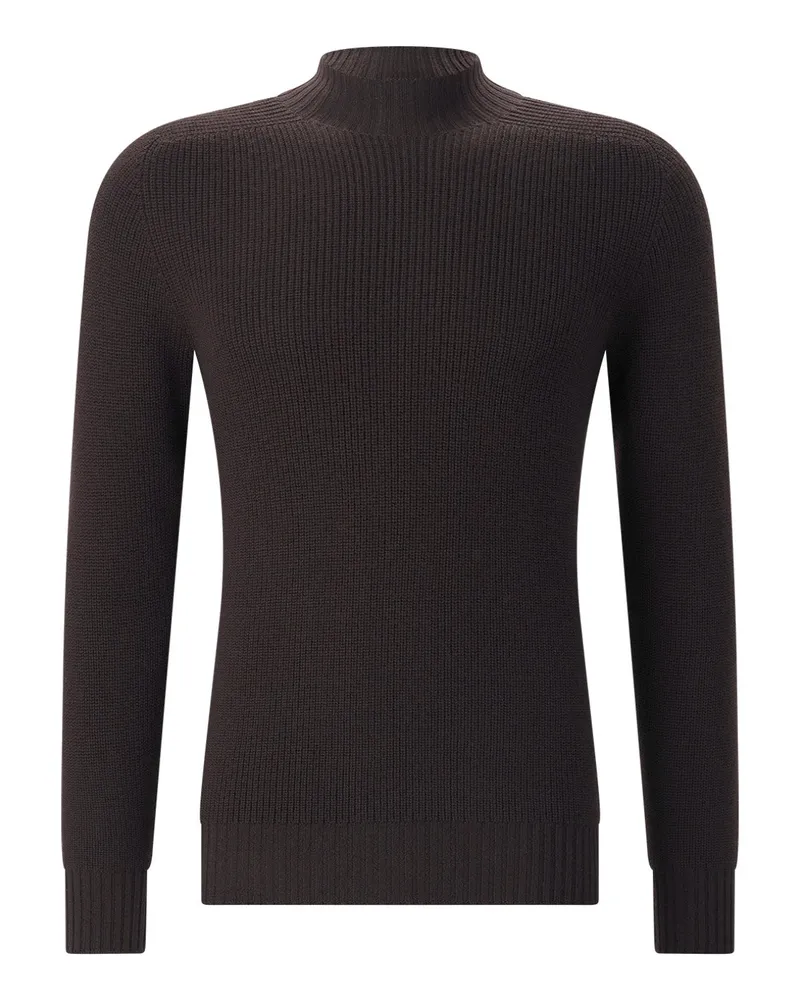 Gran Sasso Strickpullover mit Stehkragen Dunkelbraun
