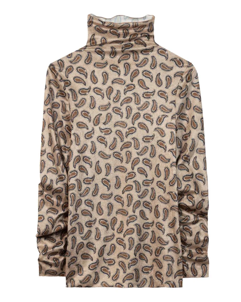 Luisa Cerano Langarmshirt mit Kragen Hellbraun