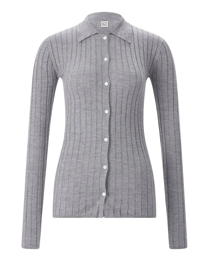 Totême Strickjacke aus Kaschmir-Seiden-Mix Grau