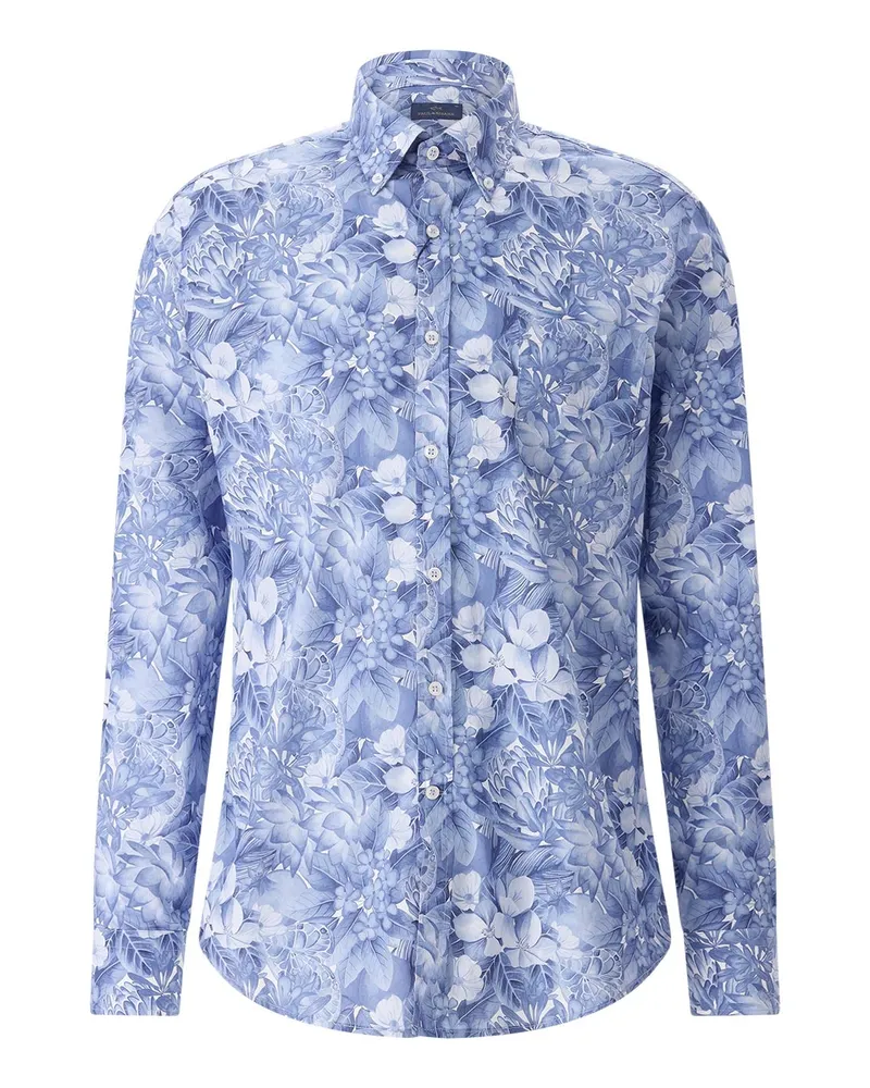 Paul & Shark Hemd mit floralem Muster Blau