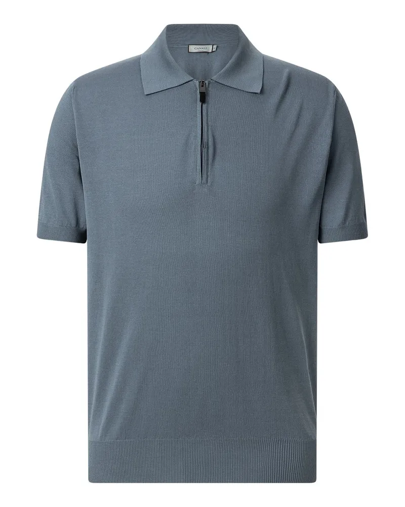 Canali Poloshirt mit Reißverschluss Blau
