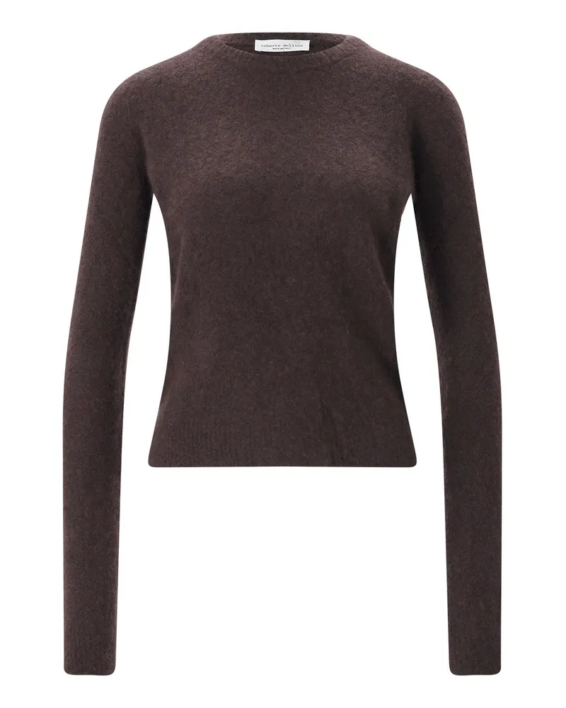 Roberto Collina Pullover aus Kaschmir-Seiden-Mix Dunkelbraun