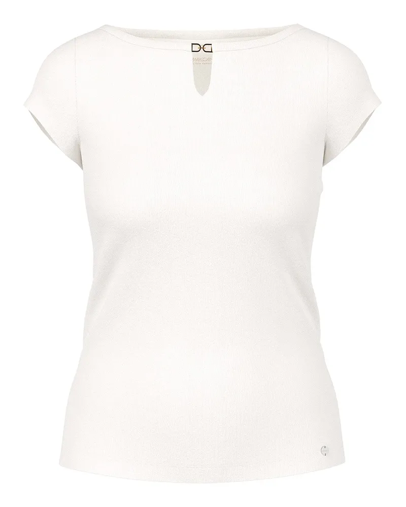 Marc Cain Geripptes T-Shirt Weiß