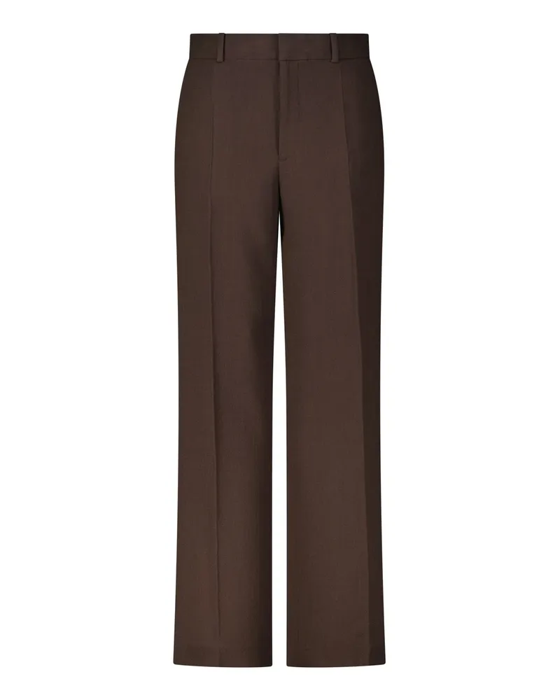 Ralph Lauren Weite Stoffhose aus Wolle Dunkelbraun