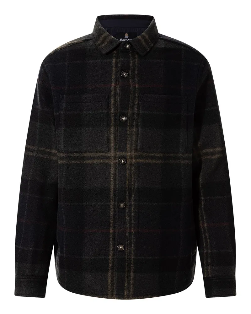 Barbour Overshirt Woodlane aus Wolle-Mix Graugrün