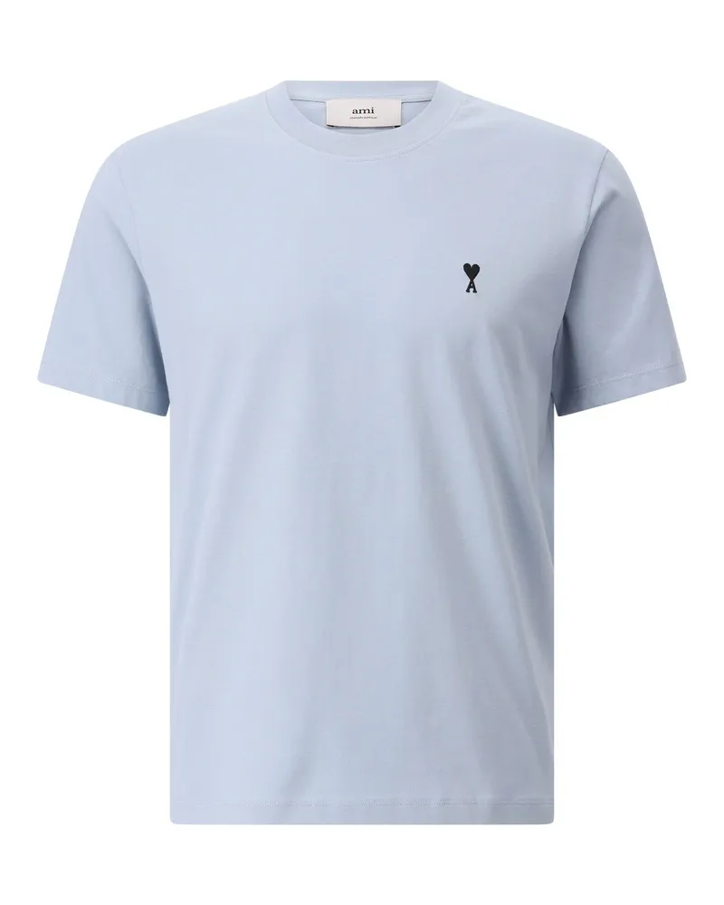 AMI Paris T-Shirt mit Logo Hellblau