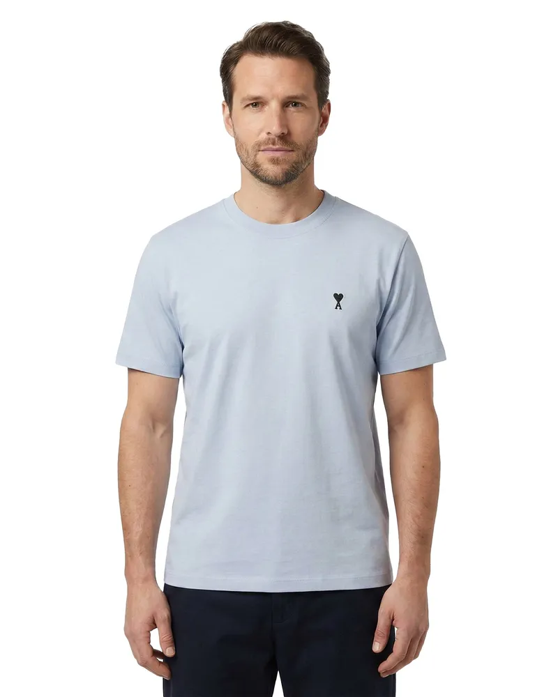 AMI Paris T-Shirt mit Logo Hellblau