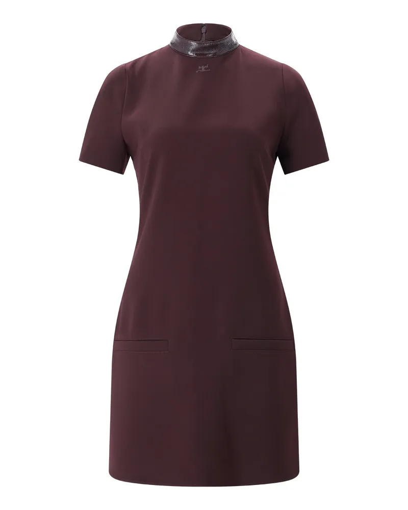 Courrèges Midikleid mit Vinylkragen Rot