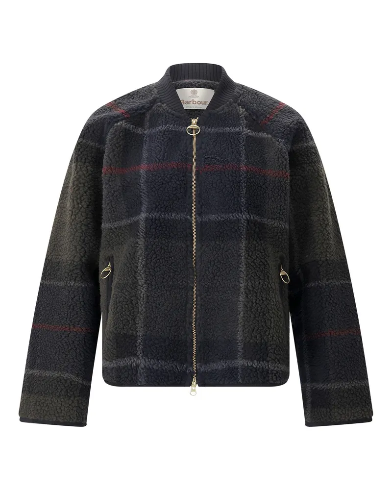 Barbour Fleecejacke mit Karomuster Dunkelgrün