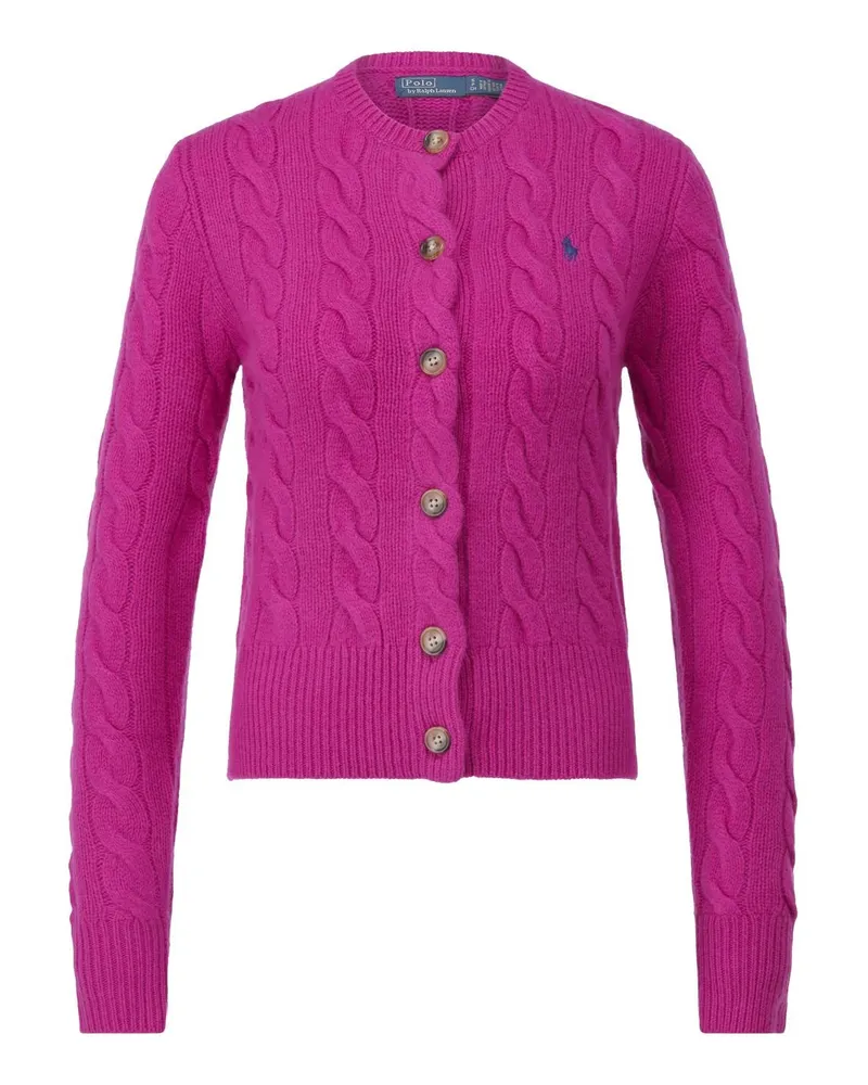 Ralph Lauren Strickjacke aus Zopfstrick Pink