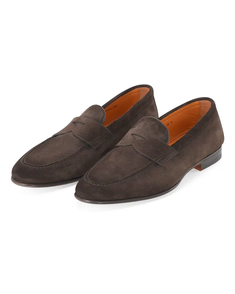 Santoni Loafers aus Veloursleder Dunkelbraun