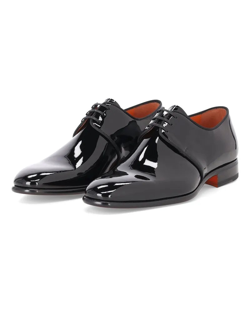 Santoni Schnürschuhe aus Lackleder Schwarz