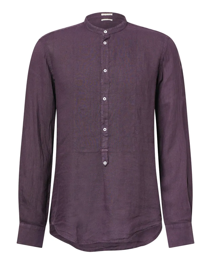 Massimo Alba Hemd aus Leinenmix Lila