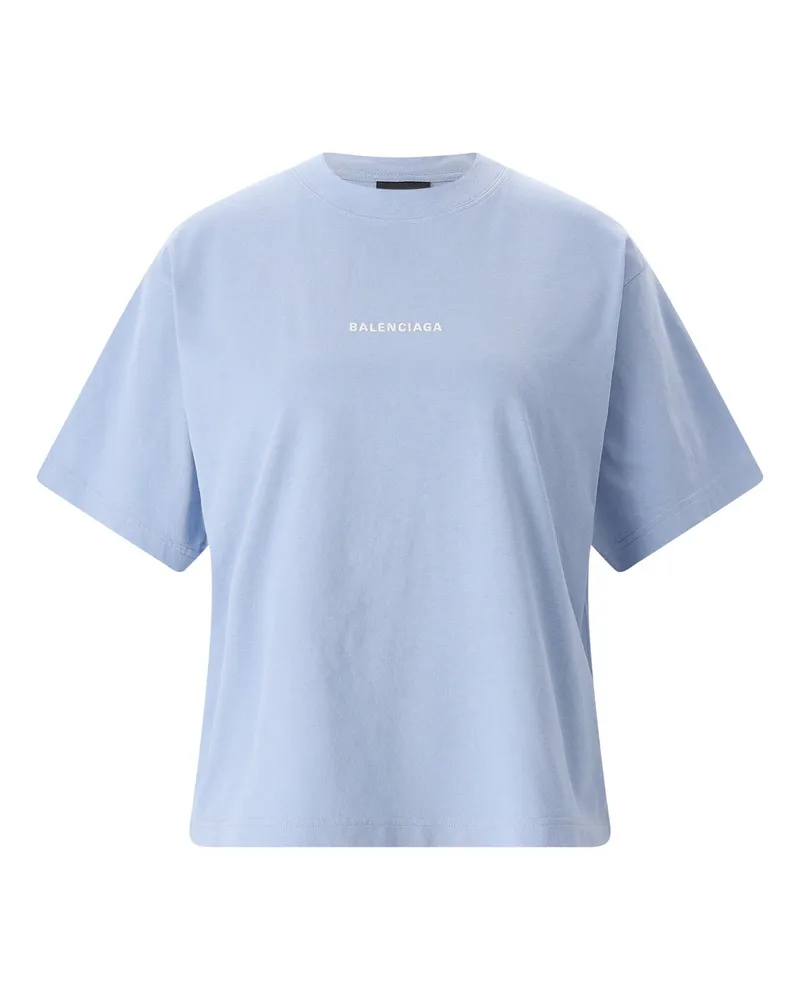 Balenciaga T-Shirt mit Logo Blau