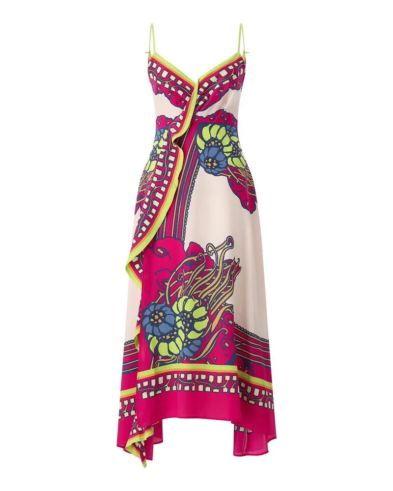 La DoubleJ Midikleid aus Seide Multicolor