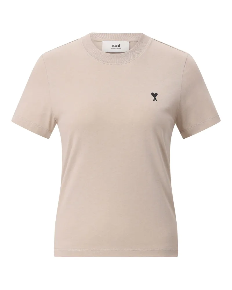AMI Paris T-Shirt mit Logo Hellbraun
