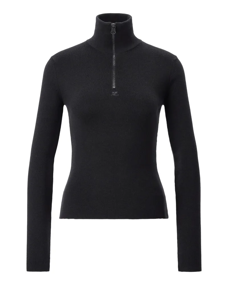 Courrèges Troyer aus Merinowolle Schwarz