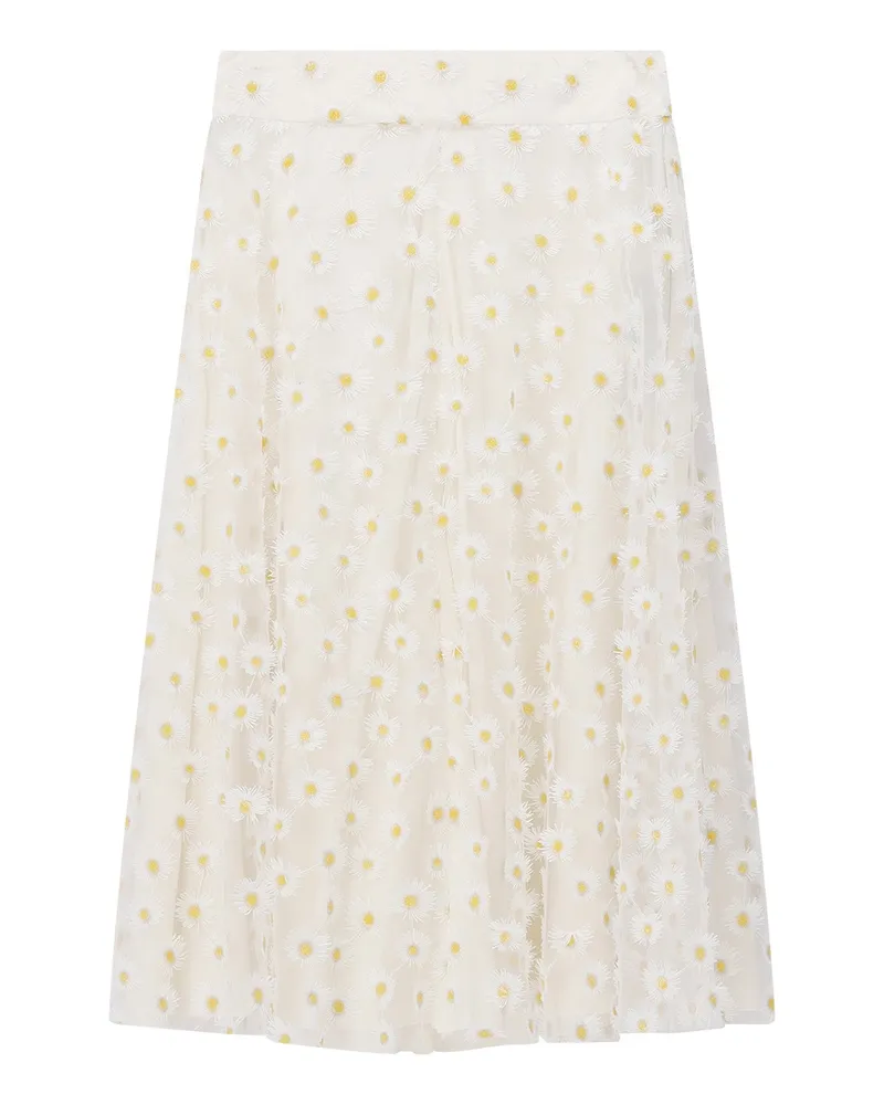 Luisa Cerano Midirock mit Blütenmuster Creme