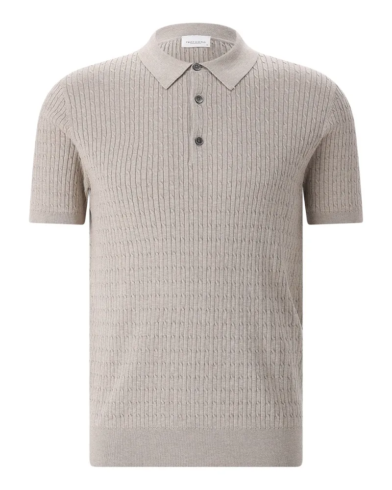Profuomo Gestricktes Poloshirt aus Tencel & Seide Beige