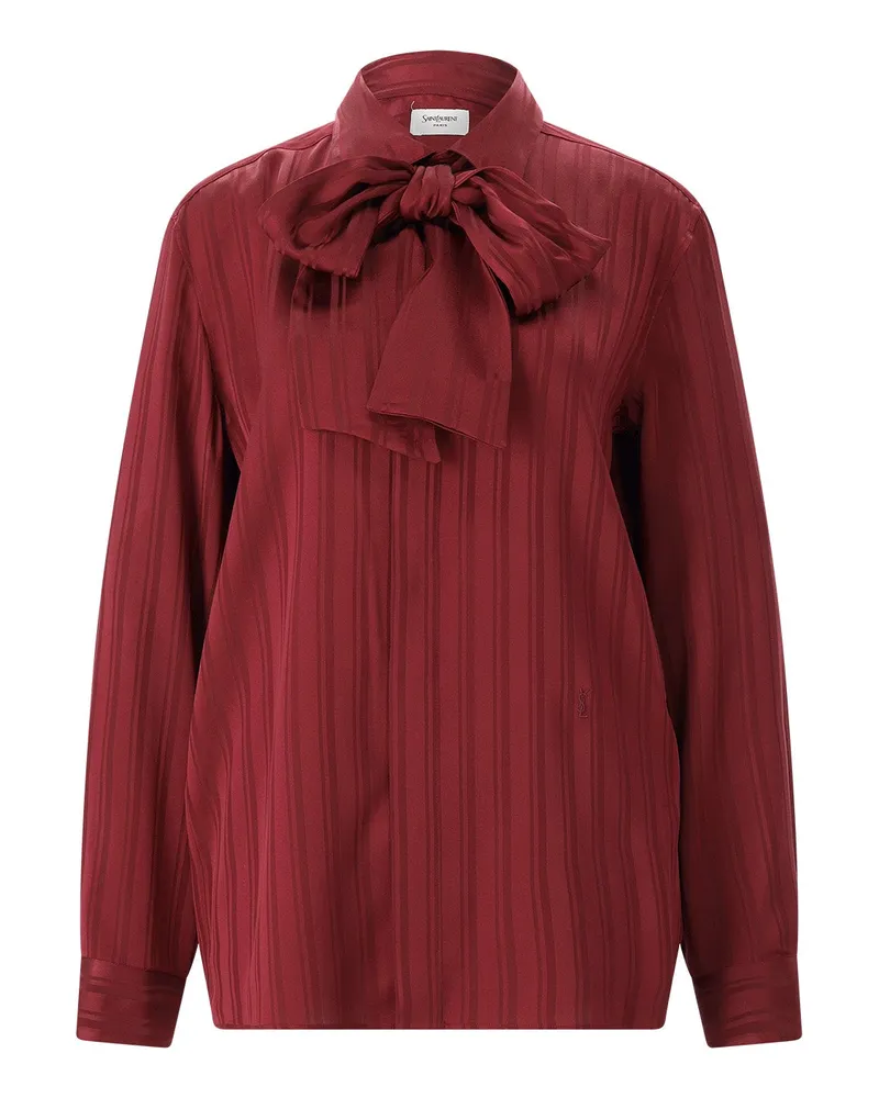 Saint Laurent Oversize-Bluse aus Seide Dunkelrot