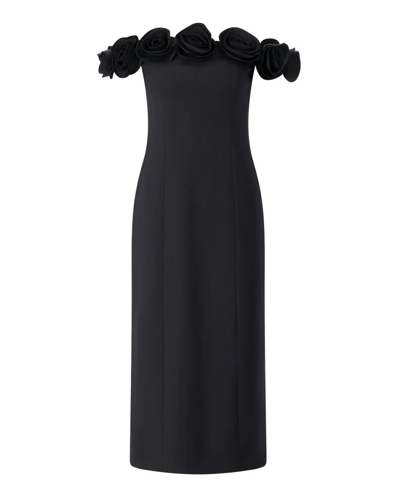 ROTATE Birger Christensen Midi Kleid aus Krepp Schwarz