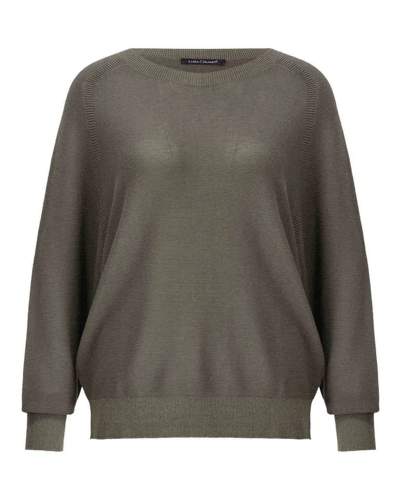 Luisa Cerano Pullover aus Baumwoll-Crêpe Dunkelgrün