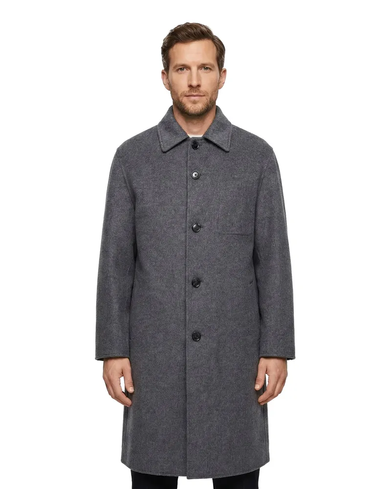 AMI Paris Mantel aus Wolle & Kaschmir Dunkelgrau